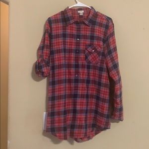 Oversized Henley plaid shirt - metallic details